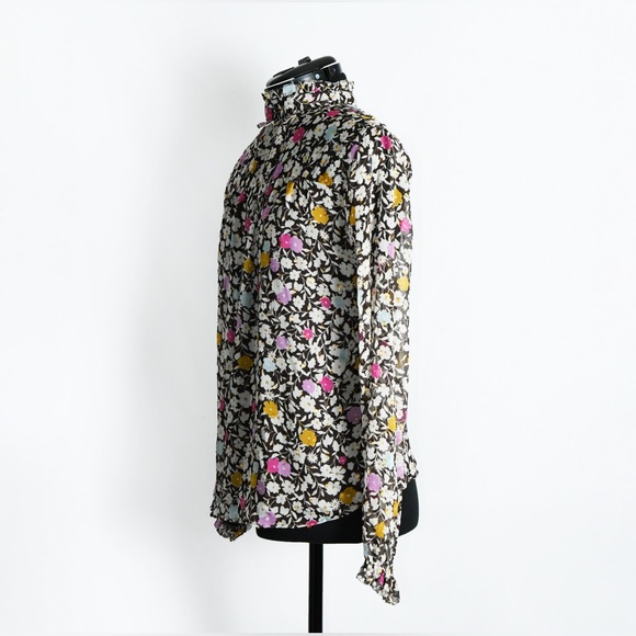 Floral Blouse Mock Neck Long Sleeve - Picture 3 of 5